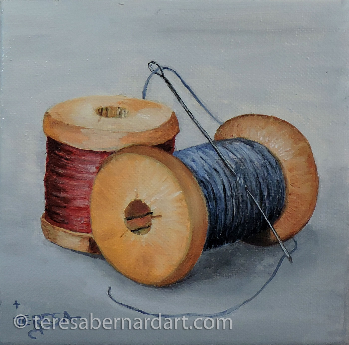 Great-Grandma's Sewing Thread #1 - Teresa Bernard Oil Paintings